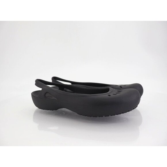 Crocs Kadee Women's Size 7 Black Rubber Ballet Flats Slip On Comfort Shoes - Picture 1 of 9